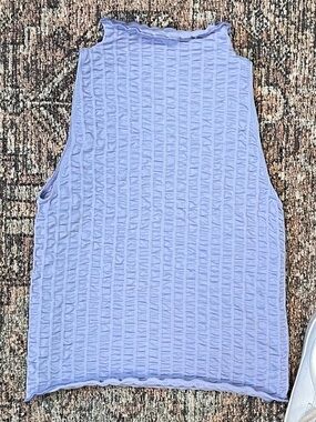 Daily Practice Anthropologie Textured Mock Neck Tank Small Lavender Sleeveless T